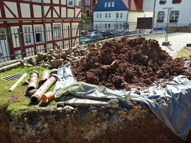 Kanalisierungsarbeiten an St. Crescentius (Foto: Karl-Franz Thiede)